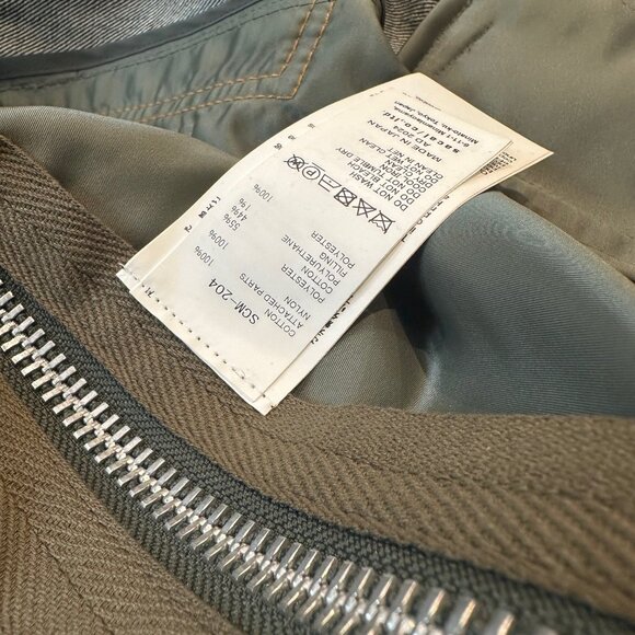 Sacai Hybrid Denim MA-1 Bomber Jacket Sz 3 – Indigo Blue / Olive Nylon Japan - Picture 8 of 8